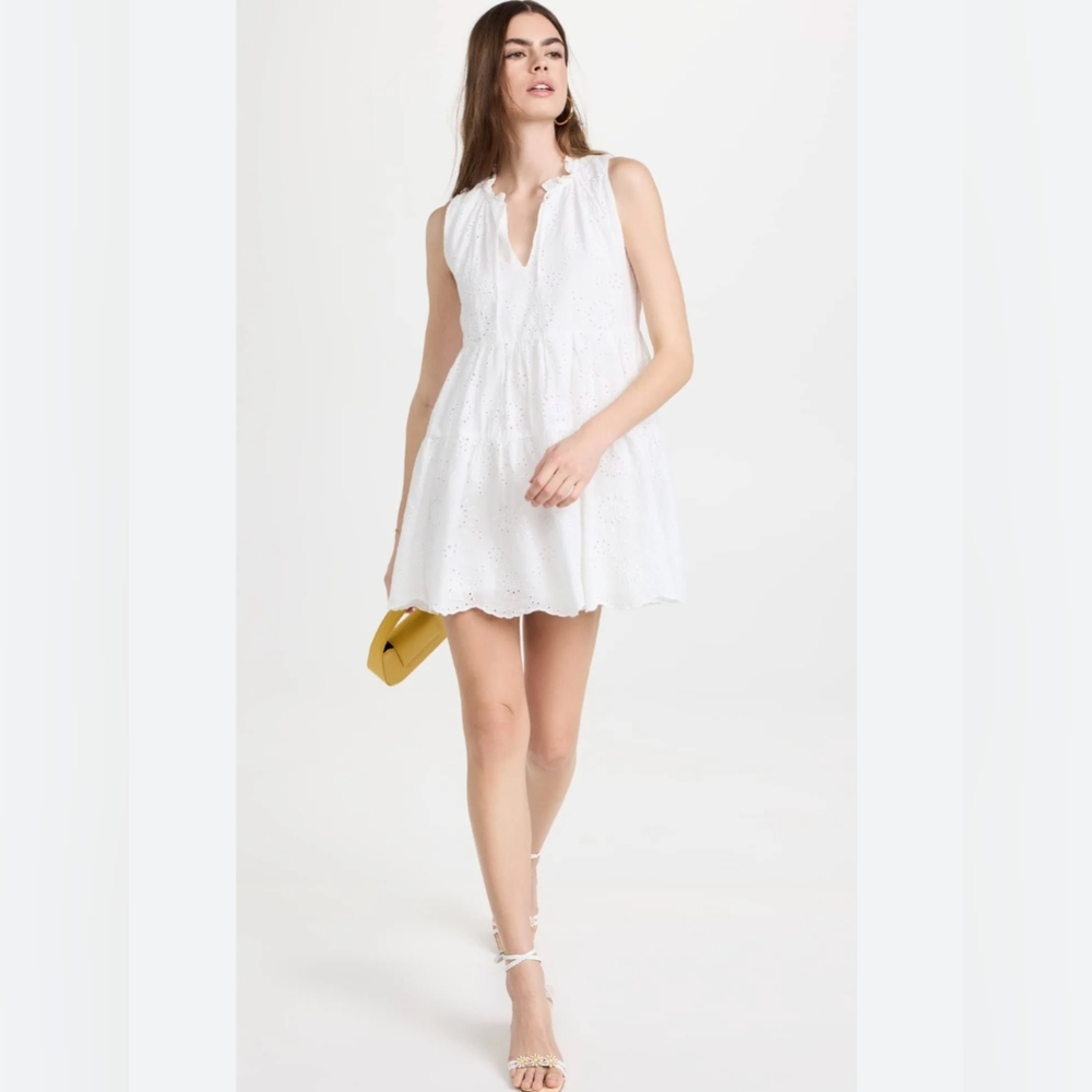 BB Dakota by Steve Madden "The Papaya Dress" Eyelet Detail White Mini Size S - Picture 4 of 9
